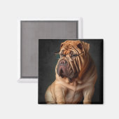 Intelligent Shar Pei Dog mit Buchdesign Magnet (Vorderseite/Rückseite)