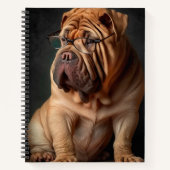 Intelligent Shar Pei Dog mit Buchdesign Notizblock (Vorderseite)