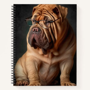 Intelligent Shar Pei Dog mit Buchdesign Notizblock