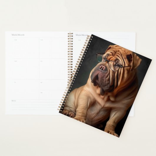 Intelligent Shar Pei Dog mit Buchdesign Planer (Anzeige)