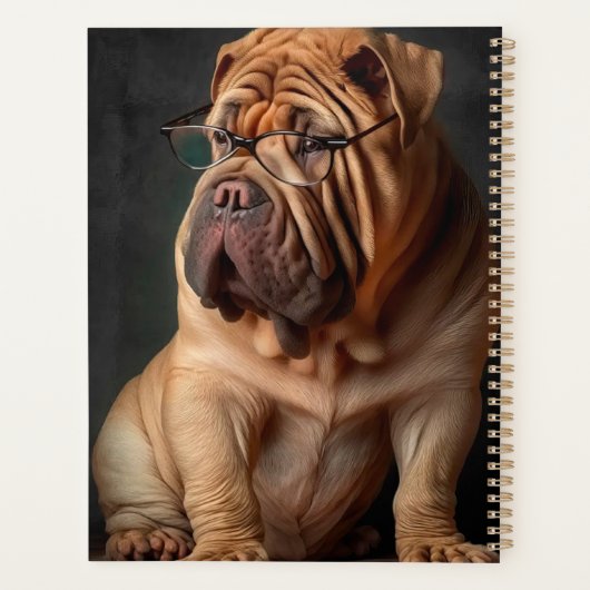 Intelligent Shar Pei Dog mit Buchdesign Planer (Rückseite)