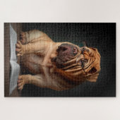 Intelligent Shar Pei Dog mit Buchdesign Puzzle (Horizontal)