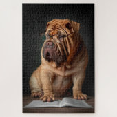 Intelligent Shar Pei Dog mit Buchdesign Puzzle (Vertikal)