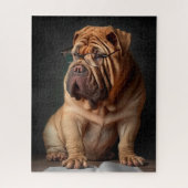 Intelligent Shar Pei Dog mit Buchdesign Puzzle (Vertikal)