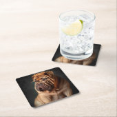 Intelligent Shar Pei Dog mit Buchdesign Rechteckiger Pappuntersetzer (Vor Ort)