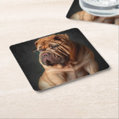 Intelligent Shar Pei Dog mit Buchdesign Rechteckiger Pappuntersetzer (angewinkelt)