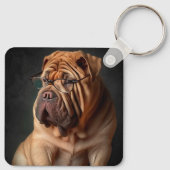 Intelligent Shar Pei Dog mit Buchdesign Schlüsselanhänger (Rückseite)