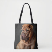 Intelligent Shar Pei Dog mit Buchdesign Tasche (Vorderseite)