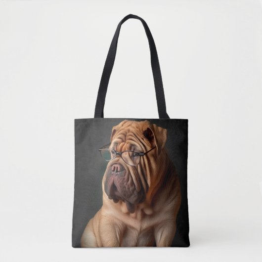 Intelligent Shar Pei Dog mit Buchdesign Tasche (Vorderseite)