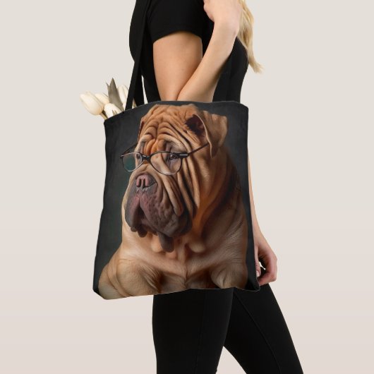 Intelligent Shar Pei Dog mit Buchdesign Tasche (Von Nahem)