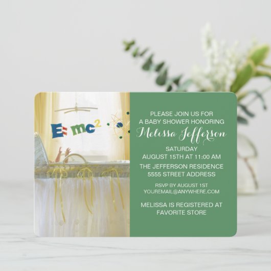 Intelligent vom Start New Baby Einladung (Stehend Vorderseite)