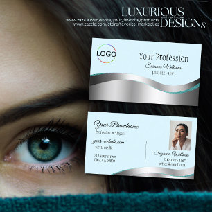 Intelligente Aquamarine Silber-Dekoration mit Logo Visitenkarte