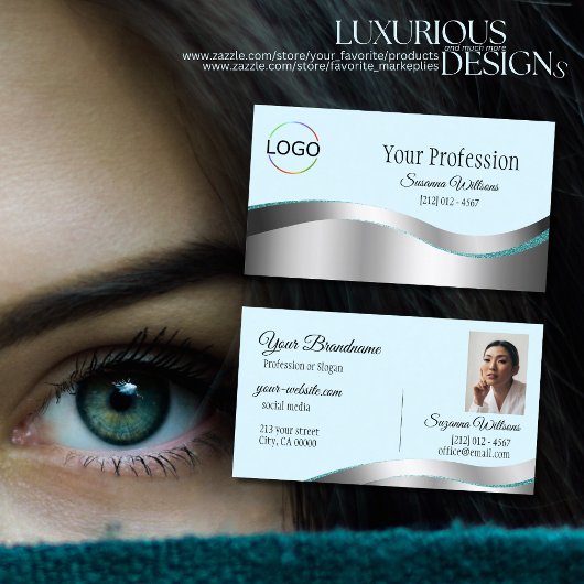 Intelligente Aquamarine Silber-Dekoration mit Logo Visitenkarte