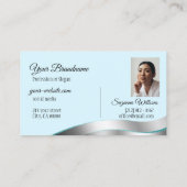 Intelligente Aquamarine Silber-Dekoration mit Logo Visitenkarte (Rückseite)