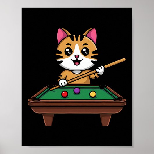 Intelligente Cat Playing Billiards Funny Humour m Poster (Vorne)