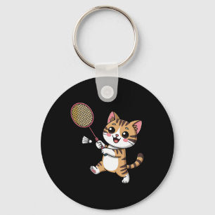 Intelligente Cat Playing Dminton Funny Humour Schlüsselanhänger