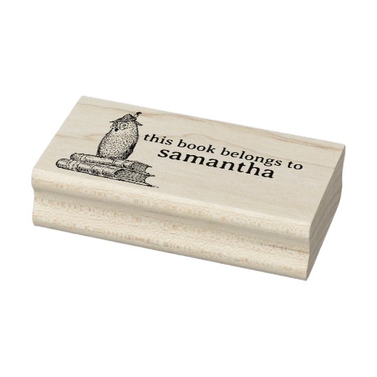 Intelligente Eule mit Büchern Dieses Buch gehört Gummistempel (Stempel)