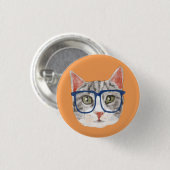 Intelligente graue Hipstertabby-Katzen-tragende Button (Vorne & Hinten)