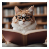 Intelligente Katze, die ein Buch liest Poster (Vorderseite)