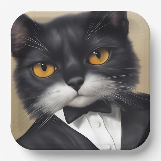 Intelligente Katze Pappteller (Vorderseite)