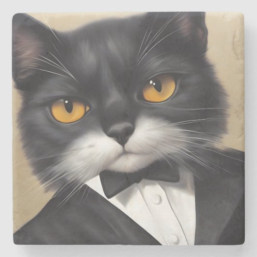 Intelligente Katze Steinuntersetzer (Vorderseite)