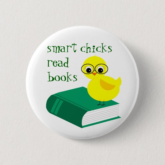 Intelligente Küken lasen Bücher Button (Vorderseite)