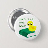 Intelligente Küken lasen Bücher Button (Vorne & Hinten)