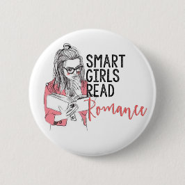 Intelligente Mädchen lasen Romance Kreis-Knopf Button