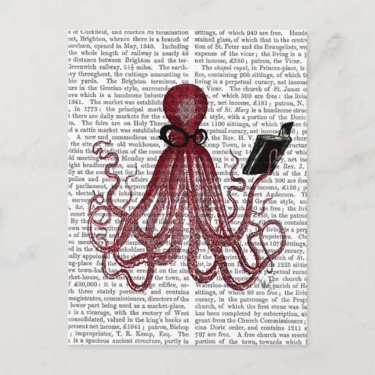 Intelligente Oktopus Postkarte (Vorderseite)