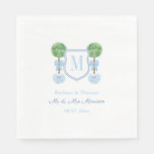 Intelligente Topiary Couples Wedding Wappen Monogr Serviette (Vorderseite)