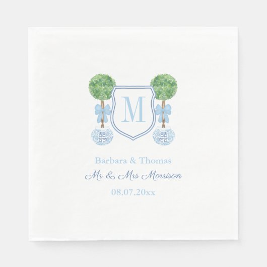 Intelligente Topiary Couples Wedding Wappen Monogr Serviette (Vorderseite)
