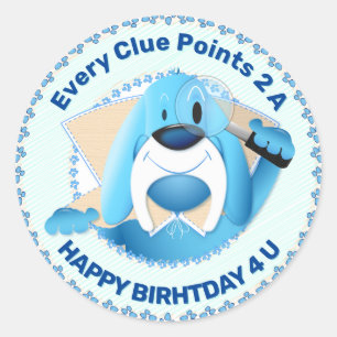 Intelligenter blauer Bracken-Comic-Detektiv   Part Runder Aufkleber