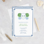 Intelligenter Blue & Green Monogram Brunch mit neu Einladung<br><div class="desc">Dieses smarte blaue, weiße und grüne Design zeichnet sich durch ein Paarmonogramm aus, das auf jeder Seite mit einem Boxholz-Topiary-Ball in einem Ingwerjar-Planer versehen ist. Dies ist von einer "griechischen Schlüssel"-Grenze umgeben und auf der anderen Seite ist ein "griechischer Schlüssel"-Musterbacker. Ich habe die Vorlage für einen Newsheds Brunch Set, aber...</div>