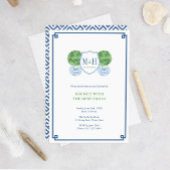 Intelligenter Blue & Green Monogram Brunch mit neu Einladung