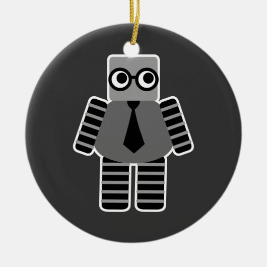 Intelligenter Geek-Roboter Keramik Ornament (Vorne)