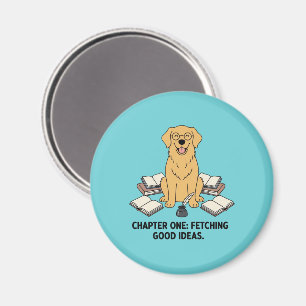 Intelligenter Golden Retriever Schriftsteller Buch Magnet
