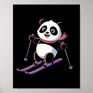 Intelligenter Panda spielt Skifahren lustig humorv Poster
