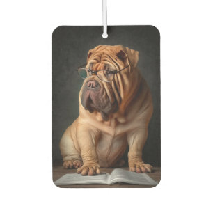 Intelligenter Shar Pei Hund mit Buch Design Autolufterfrischer