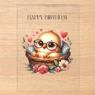 Intelligentes Huhn Geburtstag Acryleinladungen