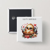 Intelligentes Huhn Geburtstag Button (Vorne & Hinten)