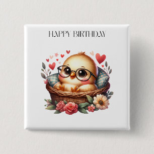 Intelligentes Huhn Geburtstag Button