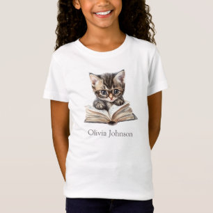 Intelligentes Kätzchen mit Brille, benutzerdefinie T-Shirt