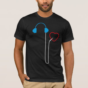 Intelligentes Kopfhörer-Schwarzes T-Shirt
