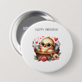 Intelligentes Küken Geburtstag Button (Vorne & Hinten)