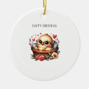 Intelligentes Küken Geburtstag Keramik Ornament