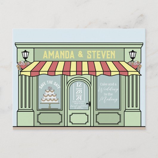 Intelligentes, niedliches, Café-Thema Save the Dat Postkarte (Vorderseite)