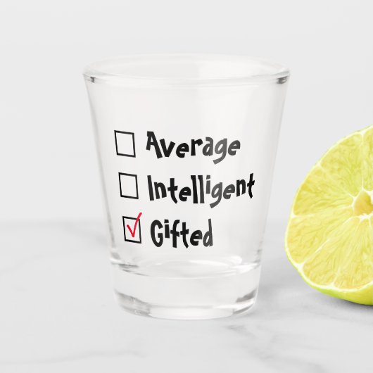 Intelligenz Grade Funny Schnapsglas (Vorderseite)