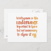 Intelligenz ist wie Unterwäsche Postkarte (Vorne/Hinten)