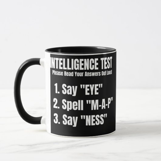 Intelligenztest Say Eye Map Ness Tasse (Links)