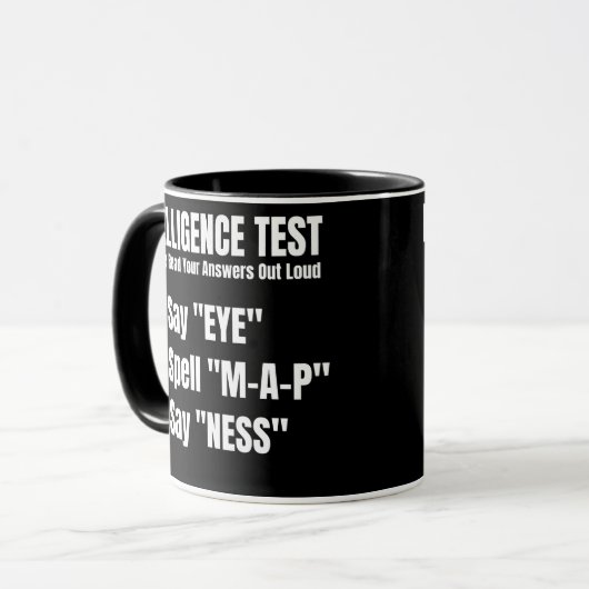 Intelligenztest Say Eye Map Ness Tasse (Vorderseite Links)